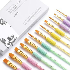 فرش طلاء فنية للأطفال، مجموعة فرش طلاء 12 مقاسًا لفنون وحرف الأطفال، مقبض مريح على شكل كعكة الدونات | فرش طلاء للأطفال بألوان معكرون، للأكريليك والزيت والألوان المائية والغواش والطلاء بالأرقام in Kuwait