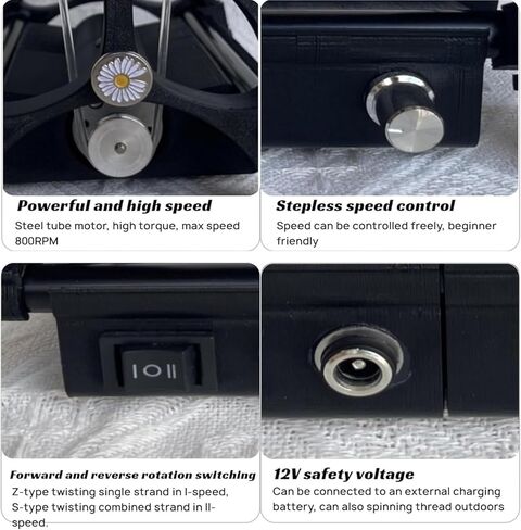 12V Adjustable Electric Fiber Spinning Wheel - Professional Yarn Spinning Wheel Kit 800rpm Maximum Speed,No Installation Required Spinning Wheel for DIY Artisans Yarn Weaving in Saudi Arabia