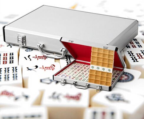 Empty Mahjong Case 14" x 10.75" x 2" Aluminum Briefcase Mahjong Tiles Metal Protective Case Portable File Organizer Storage Box for American Game Lover Gift, Silver in Saudi Arabia