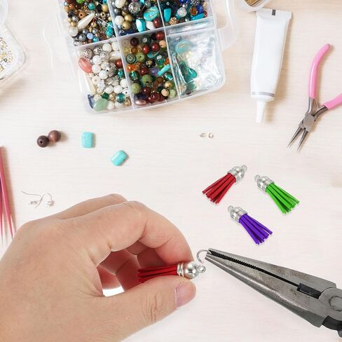 uxcell 50 Pcs Keychain Tassels Bulk for Crafts, 1.5 Inch Leather Tassel Key Chain Charm Ring Tassels Pendant for Keychain Making Jewelry DIY Handmade Accessories, Red in Saudi Arabia