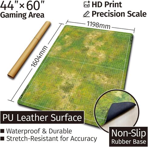 Jucoci Tabletop Wargaming Battlemat 44'' x 60'' with WH40K Deployment Zones and Grid (Grassland) in Kuwait