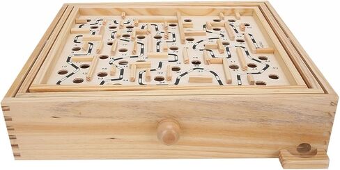 Labyrinth Board Game, Wooden Balance Board Maze, Wooden Games Labyrinth with 60 Waypoints for Elderly and Adult (32.5 x 28.5 x 8cm/12.8 x 11.2 x 3.1in) in Saudi Arabia