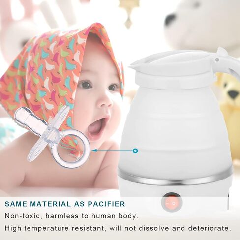 Foldable Electric Kettle, Upgraded Food Grade Silicone,600W 600ML Flash Heat Small Portable Travel Electric Kettle,110V US Plug(Translucent) in Saudi Arabia