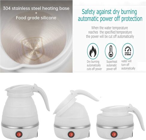Foldable Electric Kettle, Upgraded Food Grade Silicone,600W 600ML Flash Heat Small Portable Travel Electric Kettle,110V US Plug(Translucent) in Saudi Arabia
