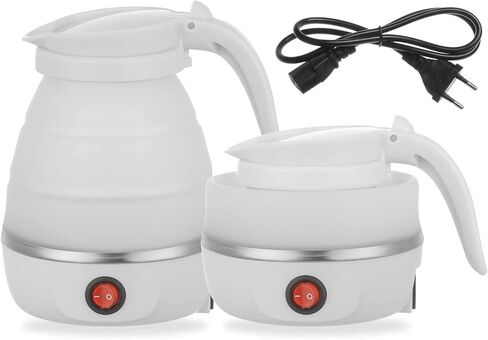 Foldable Electric Kettle, Upgraded Food Grade Silicone,600W 600ML Flash Heat Small Portable Travel Electric Kettle,110V US Plug(Translucent) in Saudi Arabia