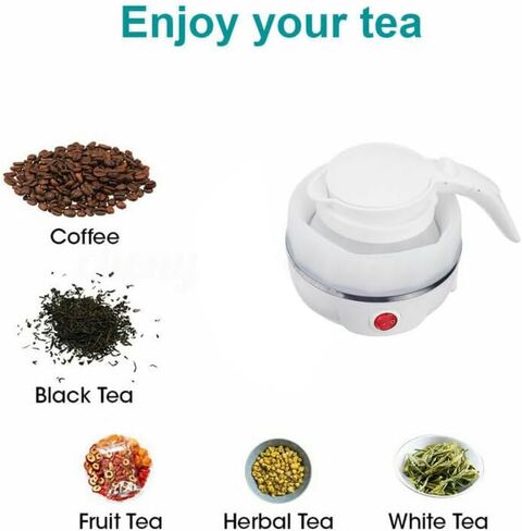 Foldable Electric Kettle, Upgraded Food Grade Silicone,600W 600ML Flash Heat Small Portable Travel Electric Kettle,110V US Plug(Translucent) in Saudi Arabia
