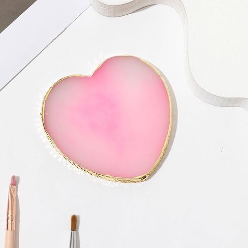 4 قطع لوحة فنية للأظافر من الراتنج، صينية خلط طلاء الأظافر بحافة ذهبية، لوحة عرض فنية للأظافر، حامل طلاء الأظافر لتصميم الأظافر، أدوات المانيكير لفناني الأظافر (على شكل قلب أبيض وردي) in Kuwait