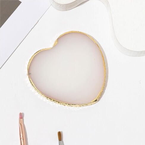 4 قطع لوحة فنية للأظافر من الراتنج، صينية خلط طلاء الأظافر بحافة ذهبية، لوحة عرض فنية للأظافر، حامل طلاء الأظافر لتصميم الأظافر، أدوات المانيكير لفناني الأظافر (على شكل قلب أبيض وردي) in Kuwait