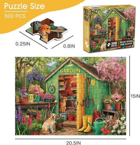500 Piece Puzzle for Adults – Garden and Dog Jigsaw Puzzle for Adults & Seniors – Eco-Friendly Recycled Paper – Fun & Challenging Family Game Gift for Friends and Family (20.5 x 15 in) in Kuwait