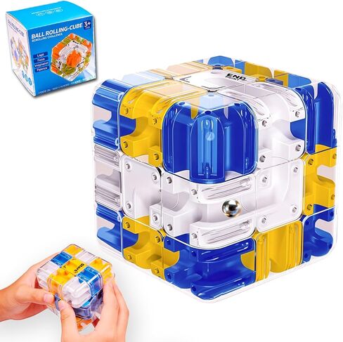 3D Rolling Ball Maze Cube Puzzle - Maze Cube for Kids Labyrinth 3D Puzzle Maze Cube Ball Twist Roll Brain Teaser Toys, Cultivate Logical Thinking for Puzzle Cube Gift for Adults Teens Kids (Blue) in Saudi Arabia