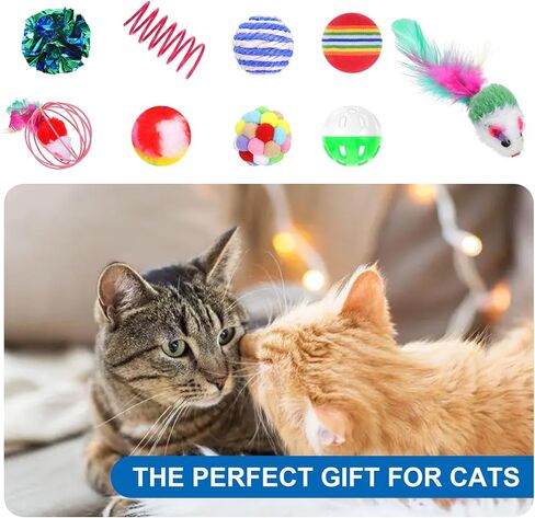 150 Pcs Cat Supplies Bulk Variety Pack, Interactive Kitten Ball Set with Mice Rainbow Balls Spring Crinkle Balls Gift for Kitty Kitten Cat Indoor Teething in Kuwait