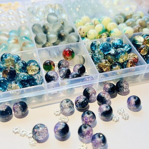 Luluvora 18 Colors 8mm Glass Beads for Jewelry Making Kit with 6 DIY Accessories - Bracelet Making Kit for Adults Women Includes Spacer/Lava/Stone Beads, Jewelry Supplies for Earrings & Necklaces in Saudi Arabia
