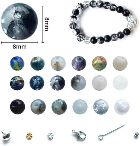 Luluvora 18 Colors 8mm Glass Beads for Jewelry Making Kit with 6 DIY Accessories - Bracelet Making Kit for Adults Women Includes Spacer/Lava/Stone Beads, Jewelry Supplies for Earrings & Necklaces in Saudi Arabia