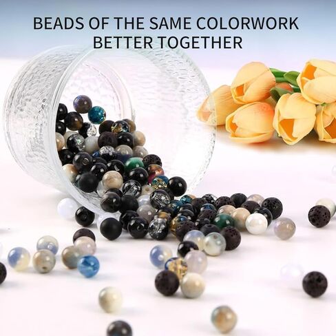 Luluvora 18 Colors 8mm Glass Beads for Jewelry Making Kit with 6 DIY Accessories - Bracelet Making Kit for Adults Women Includes Spacer/Lava/Stone Beads, Jewelry Supplies for Earrings & Necklaces in Saudi Arabia
