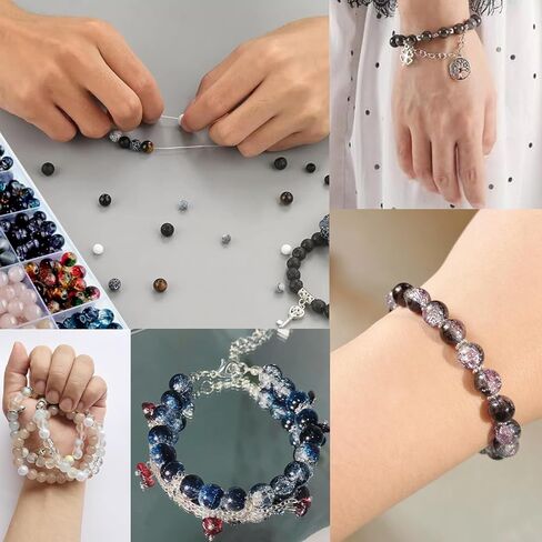 Luluvora 18 Colors 8mm Glass Beads for Jewelry Making Kit with 6 DIY Accessories - Bracelet Making Kit for Adults Women Includes Spacer/Lava/Stone Beads, Jewelry Supplies for Earrings & Necklaces in Saudi Arabia