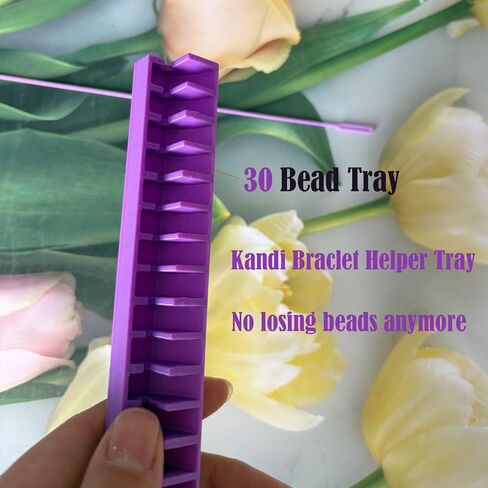 JILINWEI Kandi Braclet Helper Tray,Purple Bead Holder Making Tool with Bead Needles,30 Slots in Saudi Arabia