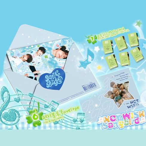 NCT WISH - الألبوم المنفرد الثاني [Songbird] (Letter Ver.) مجموعة رسائل يمكنك صنعها بنفسك + كتاب صور + قرص مضغوط صغير + بطاقة صور + هدية in Kuwait