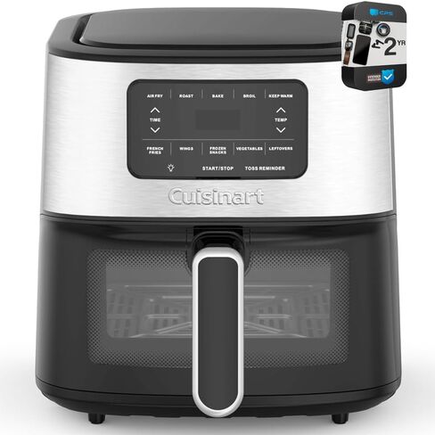 فرن مقلاة هوائية Cuisinart AIR200، سلة 6 كيو تي، مقلاة هوائية من الفولاذ المقاوم للصدأ مع حزمة حماية محسنة CPS لمدة عامين in Kuwait