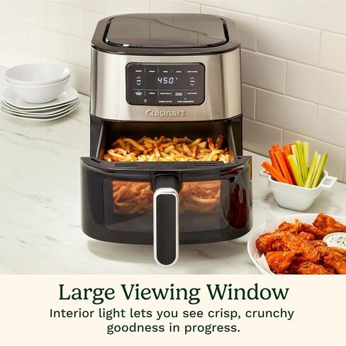 فرن مقلاة هوائية Cuisinart AIR200، سلة 6 كيو تي، مقلاة هوائية من الفولاذ المقاوم للصدأ مع حزمة حماية محسنة CPS لمدة عامين in Kuwait