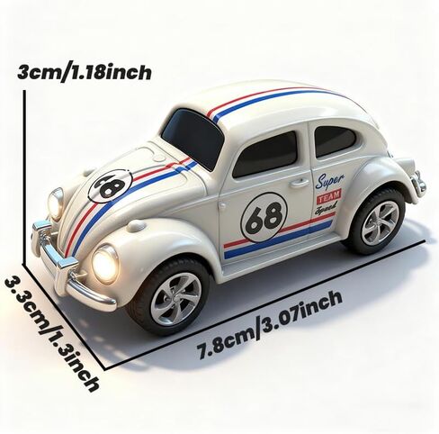 Mini Retro RC Car, 1/64 Scale Mini Beetle Car, 2.4Ghz & APP Remote Control (White) in Saudi Arabia