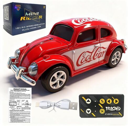 Mini Retro RC Car, 1/64 Scale Mini Beetle Car, 2.4Ghz & APP Remote Control (White) in Saudi Arabia