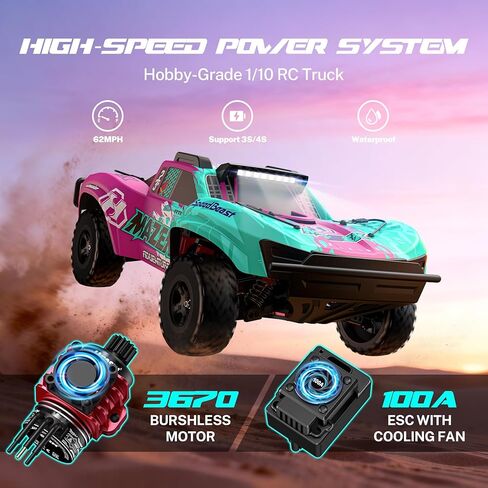 Hosim 1/10 RC Truck 4WD Brushless Buggy Cars, MAZEK RTR 62+ MPH Hobby Grade High Speed Remote Control Car for Adults & Teens Off-Road Bashing, Rock Crawling, Racing Waterproof Electric Monster Trucks in Saudi Arabia