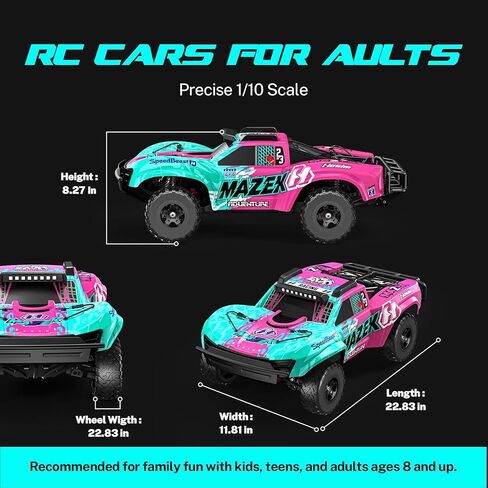 Hosim 1/10 RC Truck 4WD Brushless Buggy Cars, MAZEK RTR 62+ MPH Hobby Grade High Speed Remote Control Car for Adults & Teens Off-Road Bashing, Rock Crawling, Racing Waterproof Electric Monster Trucks in Saudi Arabia