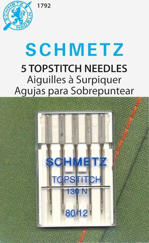 SCHMETZ Topstitch Sewing Machine Needles - Quilting & Topstitching Supplies, Size 80/12, 5-Needle Cards, Pack of 1 in Saudi Arabia