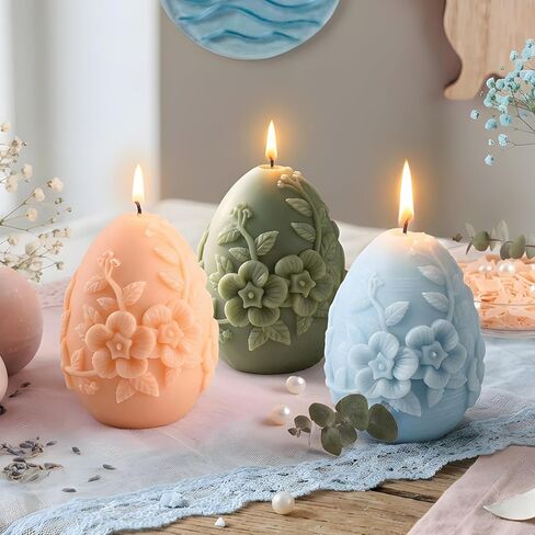 Flower Egg Silicone Candle Mold Easter Egg Candle Molds for Candles Making Resin Casting Aromatherapy Candles Handmade Wax Home Decor in Saudi Arabia