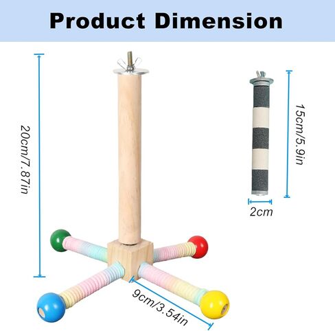 قطعتان من ألعاب مجثم الطيور للببغاء، مجثم ببغاء خشبي بزاوية 360 درجة لأقفاص الطيور، لعبة دوارة تفاعلية لإنفاق الطاقة in Kuwait