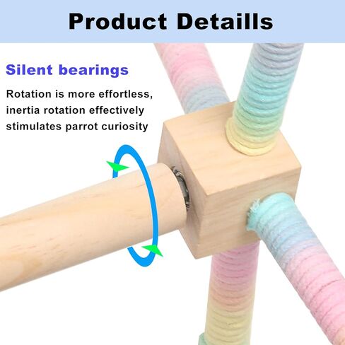 قطعتان من ألعاب مجثم الطيور للببغاء، مجثم ببغاء خشبي بزاوية 360 درجة لأقفاص الطيور، لعبة دوارة تفاعلية لإنفاق الطاقة in Kuwait