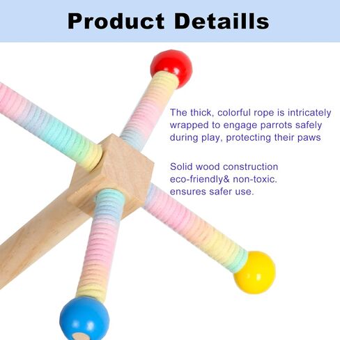 قطعتان من ألعاب مجثم الطيور للببغاء، مجثم ببغاء خشبي بزاوية 360 درجة لأقفاص الطيور، لعبة دوارة تفاعلية لإنفاق الطاقة in Kuwait