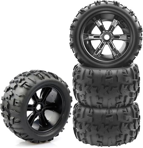 RC Monster Truck Tires and Wheels 17mm Hex Pre-Glued Set with Foam Inserts for 1/8 Arrma Kraton 1/10 Maxx E-Revo (4Pcs) in Saudi Arabia