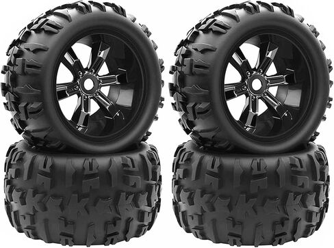 RC Monster Truck Tires and Wheels 17mm Hex Pre-Glued Set with Foam Inserts for 1/8 Arrma Kraton 1/10 Maxx E-Revo (4Pcs) in Saudi Arabia