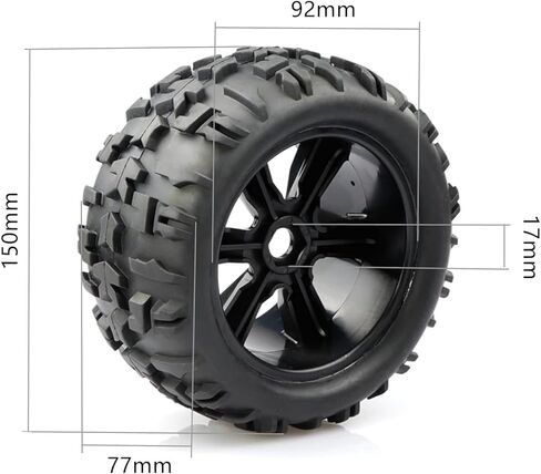 RC Monster Truck Tires and Wheels 17mm Hex Pre-Glued Set with Foam Inserts for 1/8 Arrma Kraton 1/10 Maxx E-Revo (4Pcs) in Saudi Arabia