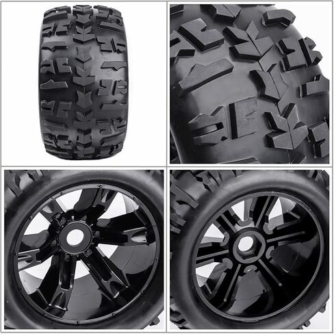 RC Monster Truck Tires and Wheels 17mm Hex Pre-Glued Set with Foam Inserts for 1/8 Arrma Kraton 1/10 Maxx E-Revo (4Pcs) in Saudi Arabia