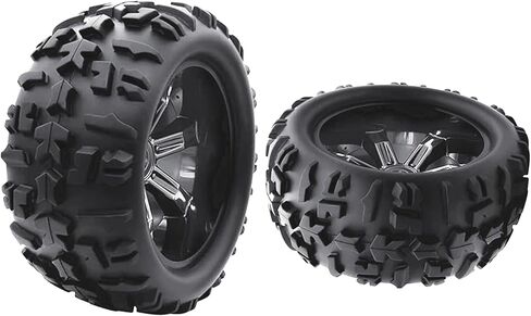 RC Monster Truck Tires and Wheels 17mm Hex Pre-Glued Set with Foam Inserts for 1/8 Arrma Kraton 1/10 Maxx E-Revo (4Pcs) in Saudi Arabia