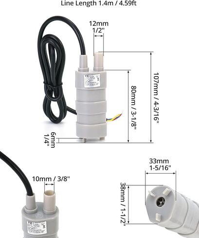 QWORK 12V Submersible Water Pump, 2 Pack 840 L/H 5 m Maximum Lift Freshwater Pump for Fish Tank, Soilless Cultivation, Garden Watering in Saudi Arabia