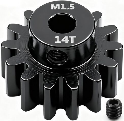 12T M1.5 Pinion Gear, 5mm Bore Precision Steel Pinion Gear for TRAXXAS ARRMA LOSI 1/10 1/8 RC Cars, Hardened Carbon Steel Motor Gear, Compatible with 540 550 Motor, 12T-18T Options in Saudi Arabia