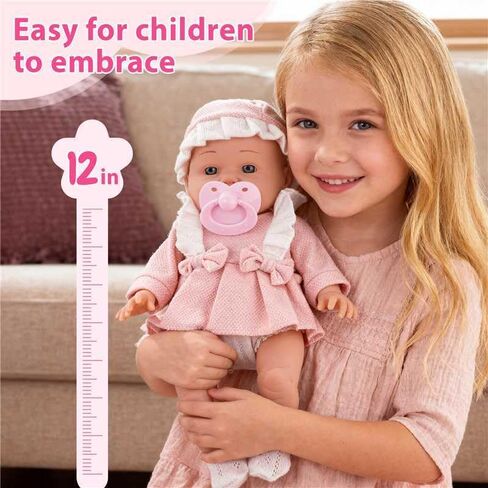 12" Baby Doll Gift Set, Realistic Baby Doll with Accessories - Feeding Bottle Hat Blanket Clothes Real Life Dolls for Toddler Girls 3+ Pretend Play in Saudi Arabia