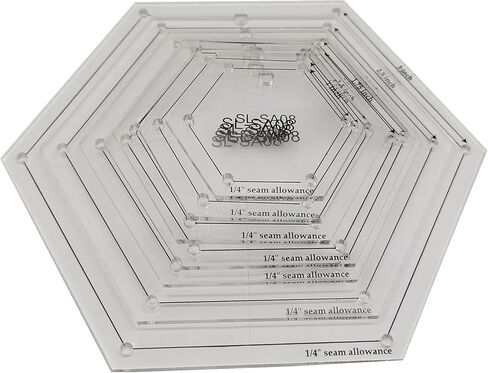 Generic 1/4" Seam Allowance Hexagon Quilting Templates 8 Sizes Acrylic Ruler in Saudi Arabia