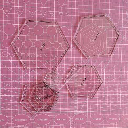 Generic 1/4" Seam Allowance Hexagon Quilting Templates 8 Sizes Acrylic Ruler in Saudi Arabia