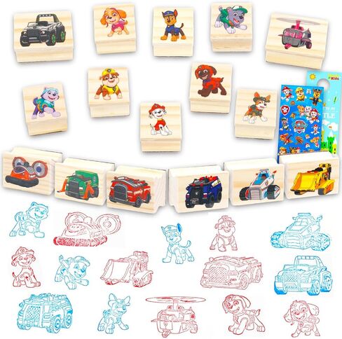 Paw Patrol Stamps Party Supplies - Bundle with 16 Themed Stamps for Birthday Party Favors, Goodie Bags, Loot Bag Fillers, More Plus Coloring Pages | Paw Patrol Birthday Supplies in Saudi Arabia