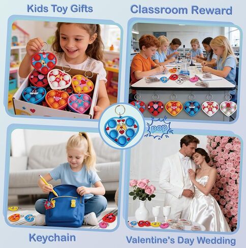 20 Packs Bulk mini Heart Mini pop Fidget Keychain And 20 Greeting Cards,Valentine's Day for Kids Toys Gifts,Valentines Party Favors,Holiday Classroom Students Bubble Prize in Saudi Arabia