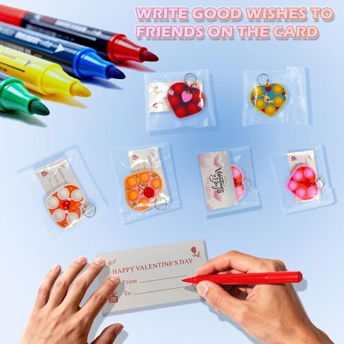 20 Packs Bulk mini Heart Mini pop Fidget Keychain And 20 Greeting Cards,Valentine's Day for Kids Toys Gifts,Valentines Party Favors,Holiday Classroom Students Bubble Prize in Saudi Arabia
