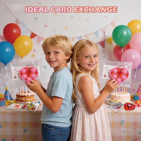 20 Packs Bulk mini Heart Mini pop Fidget Keychain And 20 Greeting Cards,Valentine's Day for Kids Toys Gifts,Valentines Party Favors,Holiday Classroom Students Bubble Prize in Saudi Arabia