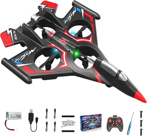 RC Plane，Foam Airplane Toy Drone Remote Airplane Foam Airplanes for Kids Airplanes for Kids Remote Control Helicopter for Boys 8-12，360°Flip Fighter Jet with Light(RED) in Saudi Arabia