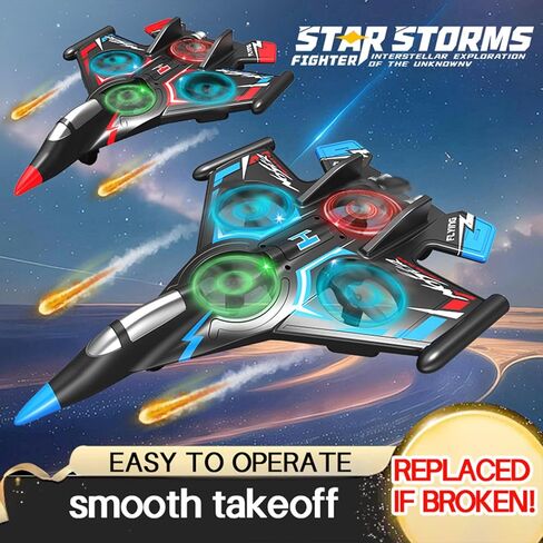 RC Plane，Foam Airplane Toy Drone Remote Airplane Foam Airplanes for Kids Airplanes for Kids Remote Control Helicopter for Boys 8-12，360°Flip Fighter Jet with Light(RED) in Saudi Arabia