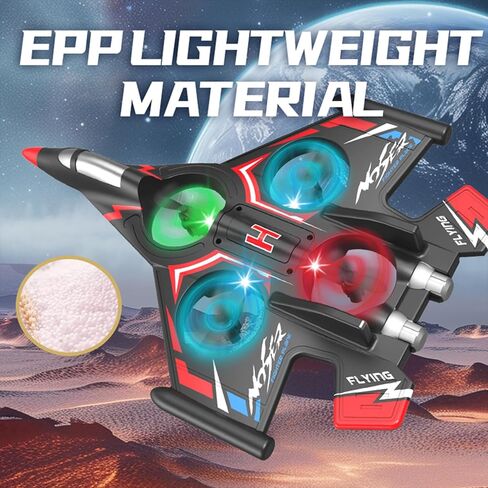 RC Plane，Foam Airplane Toy Drone Remote Airplane Foam Airplanes for Kids Airplanes for Kids Remote Control Helicopter for Boys 8-12，360°Flip Fighter Jet with Light(RED) in Saudi Arabia