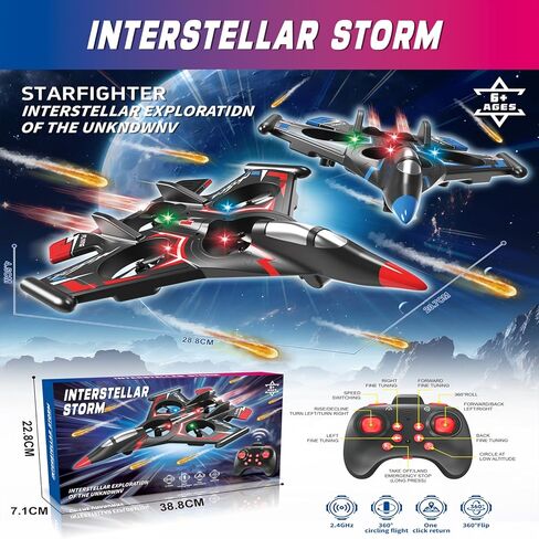 RC Plane，Foam Airplane Toy Drone Remote Airplane Foam Airplanes for Kids Airplanes for Kids Remote Control Helicopter for Boys 8-12，360°Flip Fighter Jet with Light(RED) in Saudi Arabia